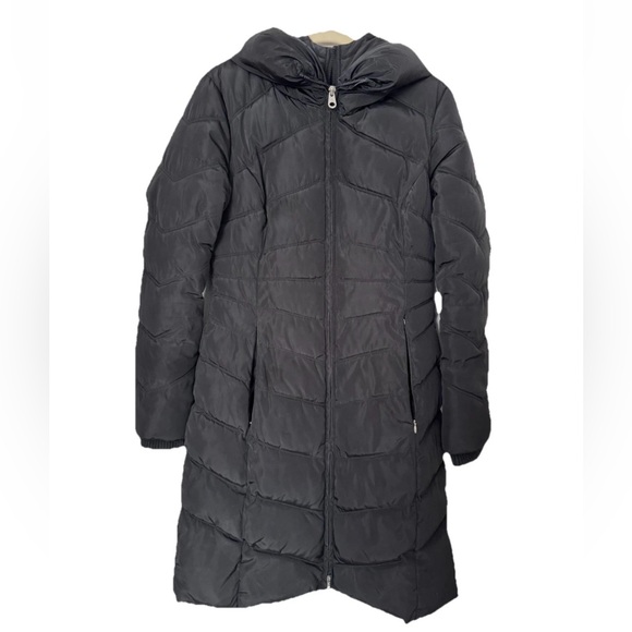JESSICA SIMPSON Women's XS Hooded Puffer Long Black Zip-Up Jacket Winter Coat - Picture 4 of 14